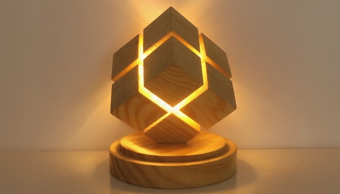 LED Wooden Cube Night Light