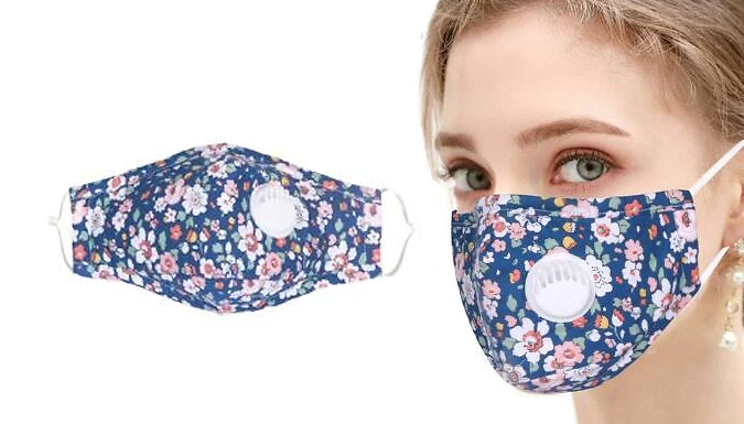3-Pack of Reusable Floral Face Coverings & 20 Filters - 6 Designs