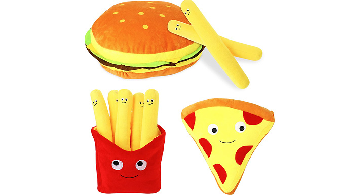 Cartoon Fast Food Plush Pillows - 3 Designs & 3 Sizes