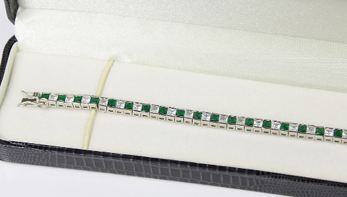 White Gold Created Diamond Bracelet With Jewellery Box