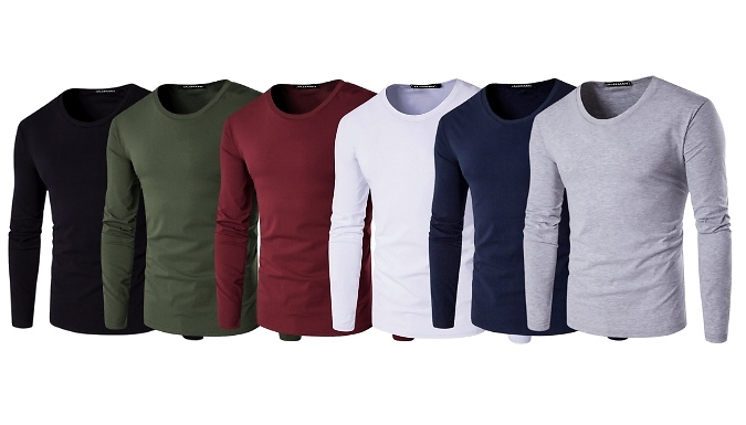 Men's Solid Colour Long-Sleeve T-Shirt - 8 Colours, 8 Sizes