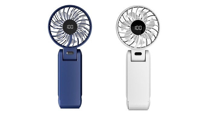 100-Speed Handheld Foldable Fan with Strap - 2 Colours!