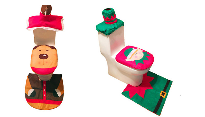 3-Piece Christmas Toilet Cover Set - 4 Designs