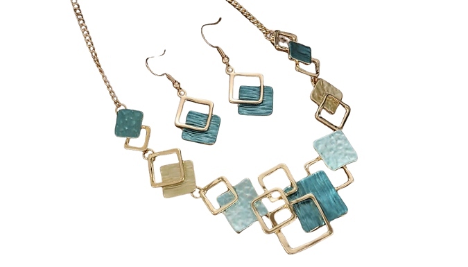 Colourful Geometric Square Jewellery Set - 4 Colours