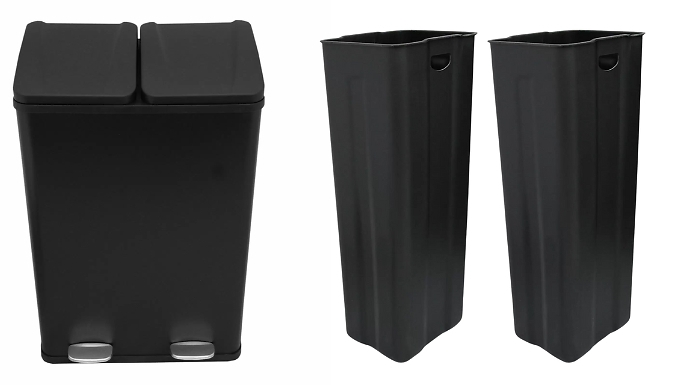 60L Dual Compartment Metal Bin