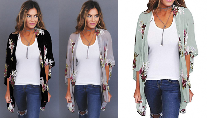 Waterfall-Style Floral Kimono - 3 Colours & Sizes from Go Groopie IE