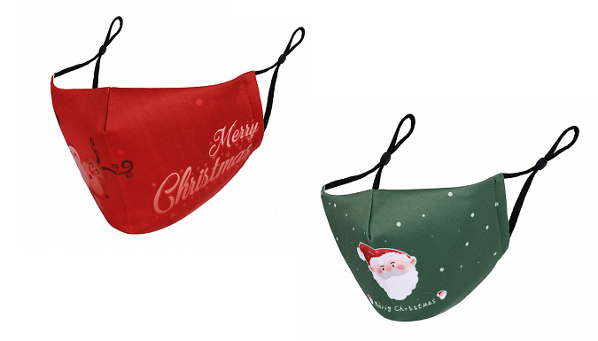 1, 2, or 3 Festive Christmas Face Coverings - 12 Designs