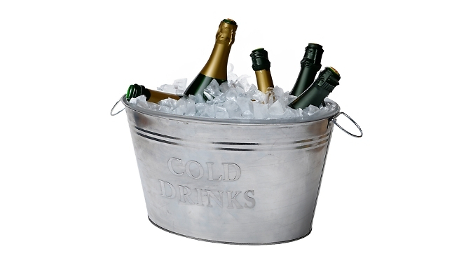 Galvanised Steel Drinks Ice Bucket with Handles