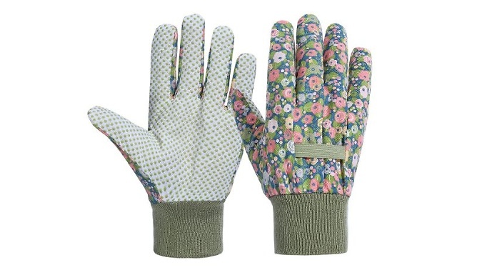 1 or 2 Pairs of Women's Floral Gardening Gloves - 3 Colours from Go Groopie IE