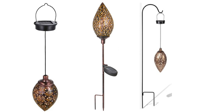 Solar LED Garden Hanging or Standing Lanterns - 2 Designs