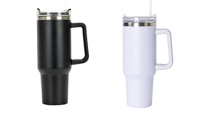 40oz Stainless Steel Tumbler - 3x Free Straw Stoppers!