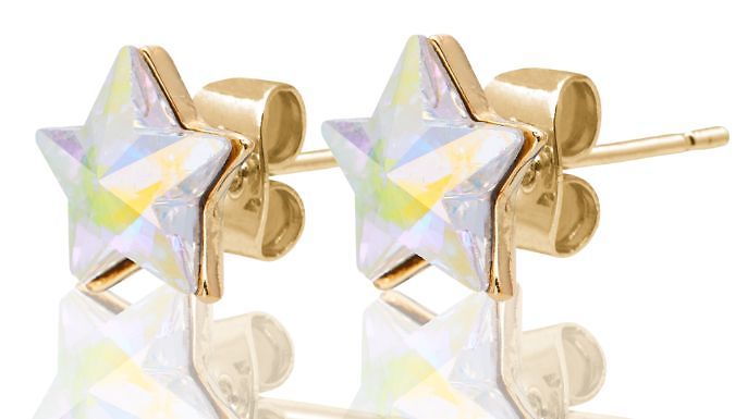 Star Shaped Earrings with Aurora Boreale Synthetic Crystal