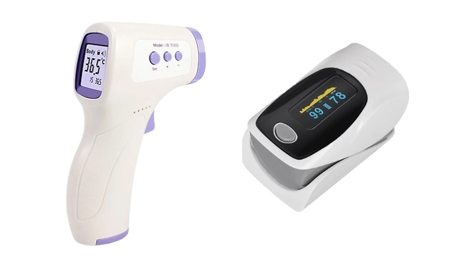 Fingertip Oximeter & Pulse Rate Monitor or Non-Contact Thermometer