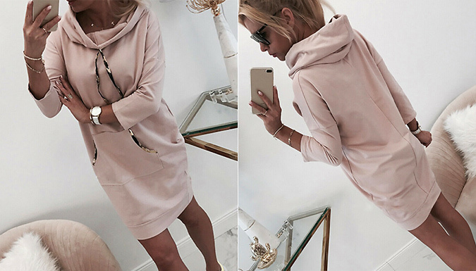 Hoodie Dress With Pocket - 4 Colours & 5 Sizes