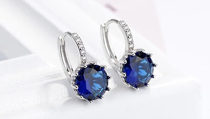 Simulated Crystal Stud Hoop Earrings - 1 or 2 Pairs!