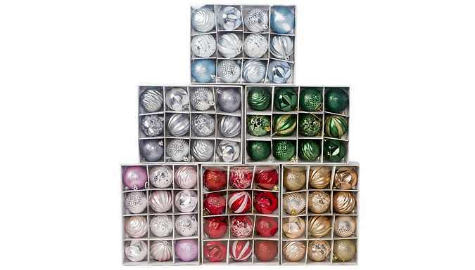 Set of 12 Christmas Tree Baubles - 6 Colours