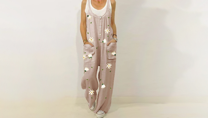 Daisy Print Casual Loose Jumpsuit - 3 Colours & 5 Sizes