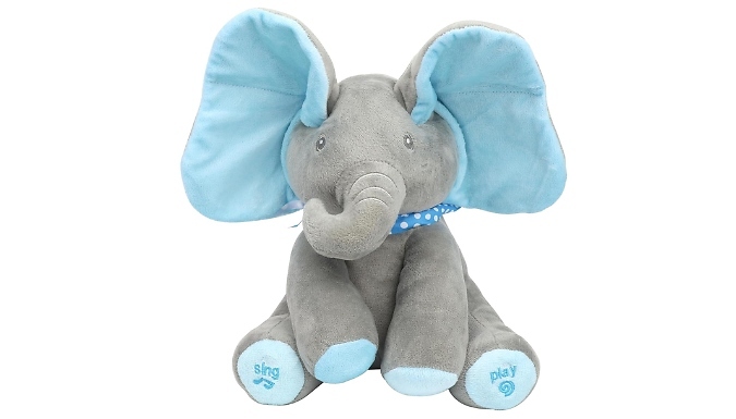 Peek-A-Boo Interactive Singing Elephant Plush Toy - 2 Colours