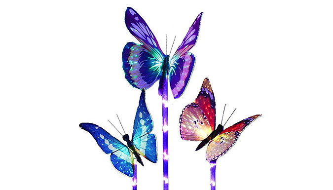 3-Pack of Butterfly Garden Solar Stake Lights