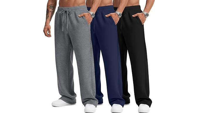 3-Pack Men's Wide Leg Casual Joggers - 6 Colours & Sizes!