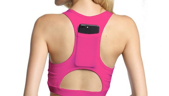 Women's Sports Bra with Back Pocket - 7 Colours & 4 Sizes