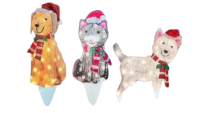 Cat & Dog Acrylic LED Christmas Decorations