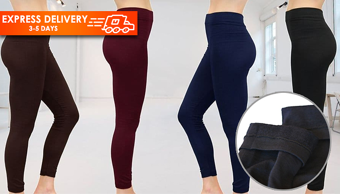 4-Pack of Casual Fleece Lined Leggings - 5 Colours & 2 Sizes
