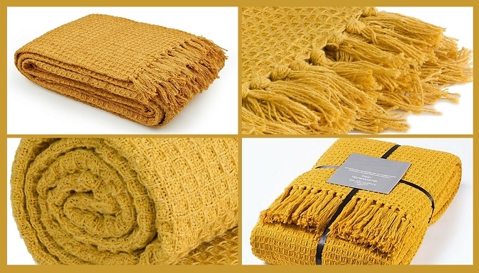 100% Cotton Waffle Knit Throw Blanket - 5 Colours & 3 Sizes