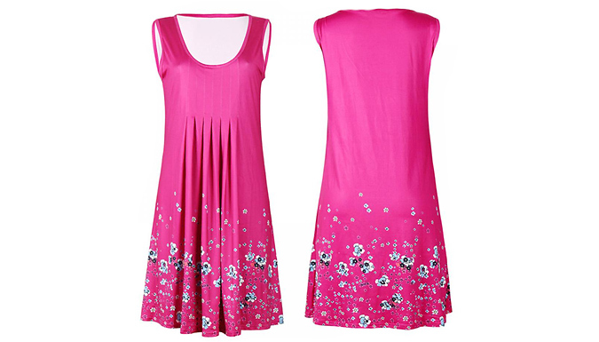 Sleeveless Floral Loose Fit Summer Dress - 5 Colours & 5 Sizes