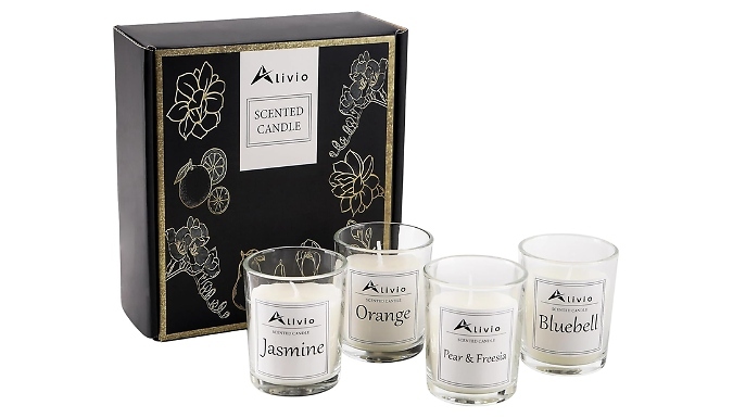 Alivio 4-Piece Scented Candle Gift Set - 100% Natural Soy Wax!