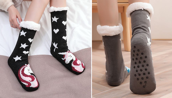 Plush-Lined Unicorn Slipper Socks - 5 Colours