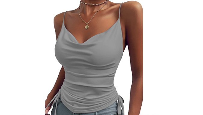 Thin Ruching Camisole Tank Top - 5 Colours & 4 Sizes at Go Groopie