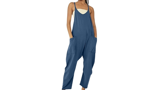 Women's Loose Sleeveless Jumpsuit with Pockets - 16 Colours & 9 Sizes