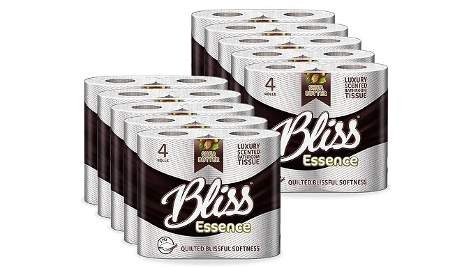 40-Pack Bliss Essence Scented Luxury Quilted Toilet Roll - 3 Scents