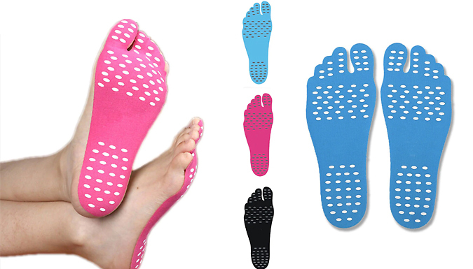 1 or 5 Pairs of Stick-On Beach Foot Pads - 3 Colours & 3 Sizes