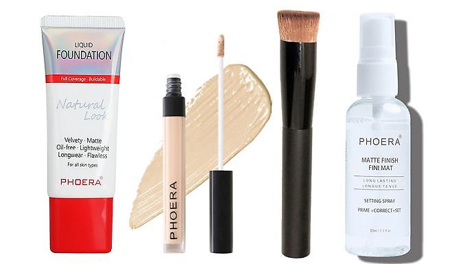 4 Piece Phoera Full Coverage Makeup Kit - 10 Shades & 2 Foundation Options at Go Groopie IE