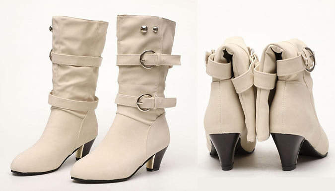 Roman Buckle Heeled Boots - 3 Colours