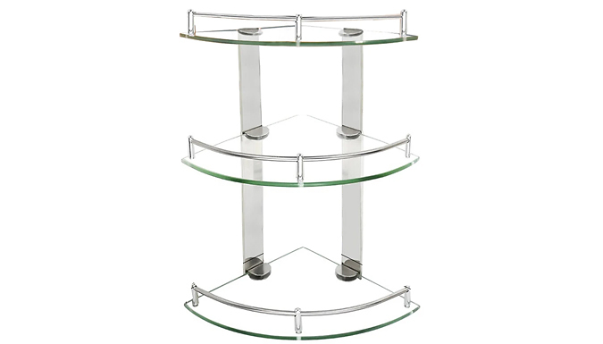 Glass Corner Storage Floating Shelf - 2 Sizes