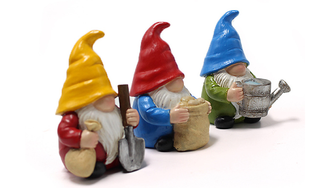 Garden Mini Gnome Statue Set - 3, 4 or 7 Gnomes