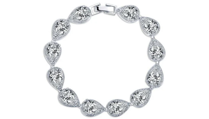 White-Gold Finish Pear-Cut Created Diamond Bracelet