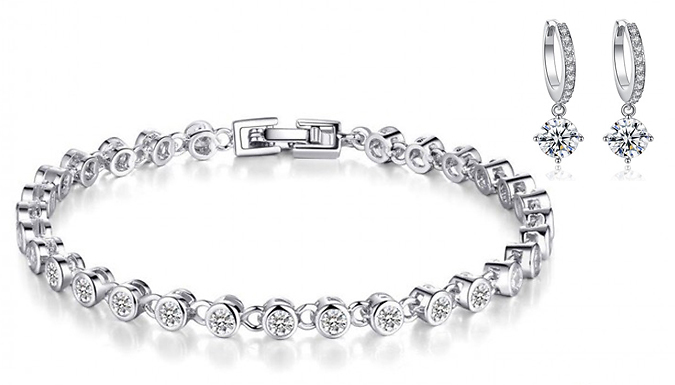 Swarovski Elements Single Row Bracelet - Free Earrings. from Go Groopie