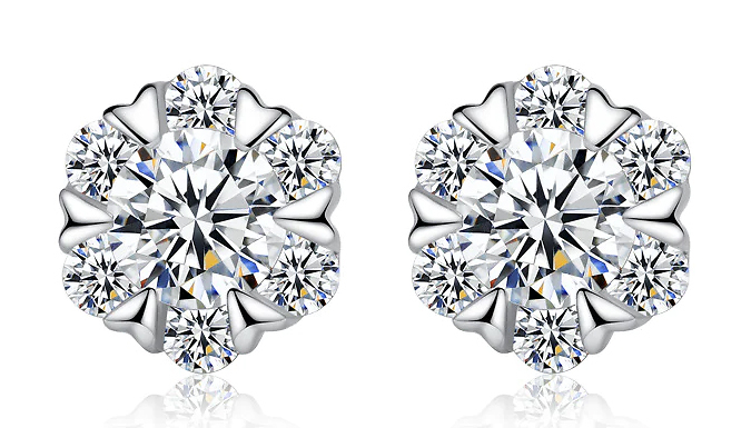 Sterling Silver Crystal Flower Earrings Deal Price £12.99