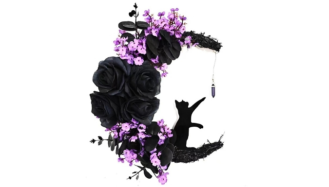 Cat On A Moon Wreath Decoration - 5 Colours!