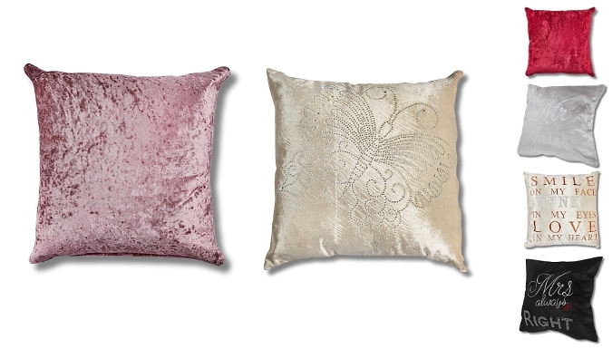 1 or 2 Crushed Velvet Filled Cushions or Cushion Covers - 6 Styles