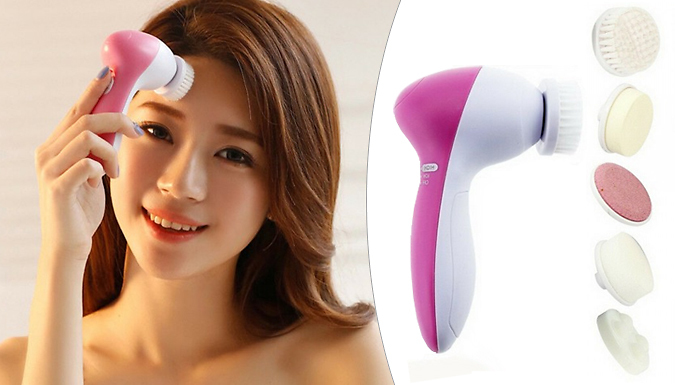 SecretStorz 5-in-1 Electric Facial Cleansing Brush - 1, 2 or 4-Pack
