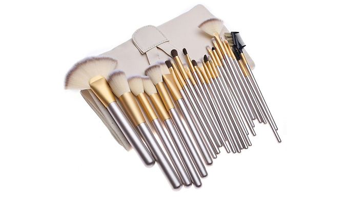 24-Piece Make-Up Brush Set With Roll Case