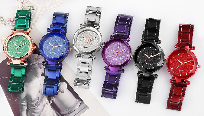 Women’s Diamanté Steel Quartz Watch - 7 Colours