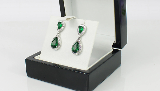 Simulated Emerald Tear Drop Earrings