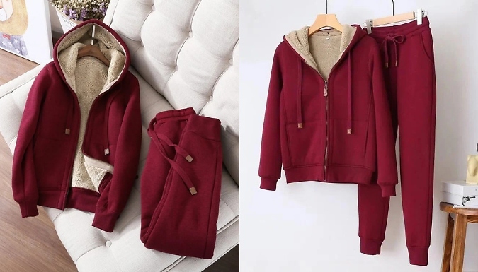 Women's Fleece Lined Tracksuit Set - 4 Colours & 6 Sizes