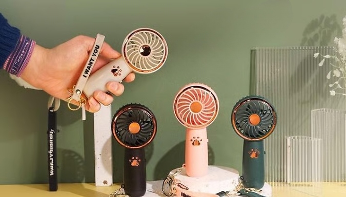 Portable Mini Handheld Fan with LED Light - 4 Colours!